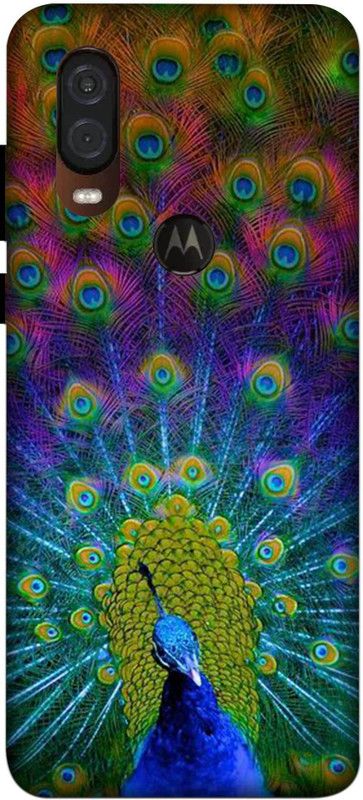 NDCOM Back Cover for Motorola One Vision Beautiful Real Life Peacock Printed  (Multicolor, Hard Case, Pack of: 1)