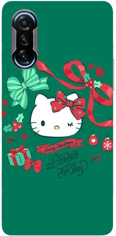 Golden Mask Back Cover for Sky Hawk Back Cover For Redmi Poco F3 GT Dark Green Background Hello Kitty  (Multicolor, Waterproof, Silicon, Pack of: 1)