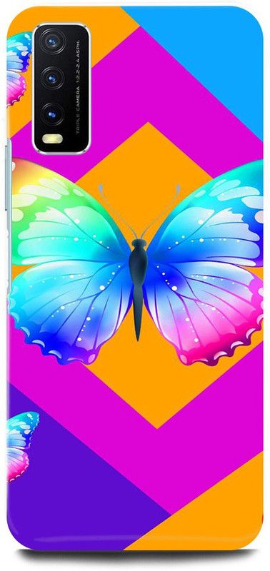 play fast Back Cover for Vivo Y20G, v2065 BUTTERFLY, COLORFULL, BUTTERFLY  (Multicolor, Hard Case, Pack of: 1)