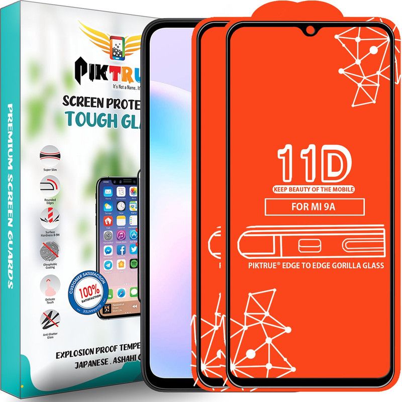 PikTrue Edge To Edge Tempered Glass for Redmi 9A  (Pack of 2)