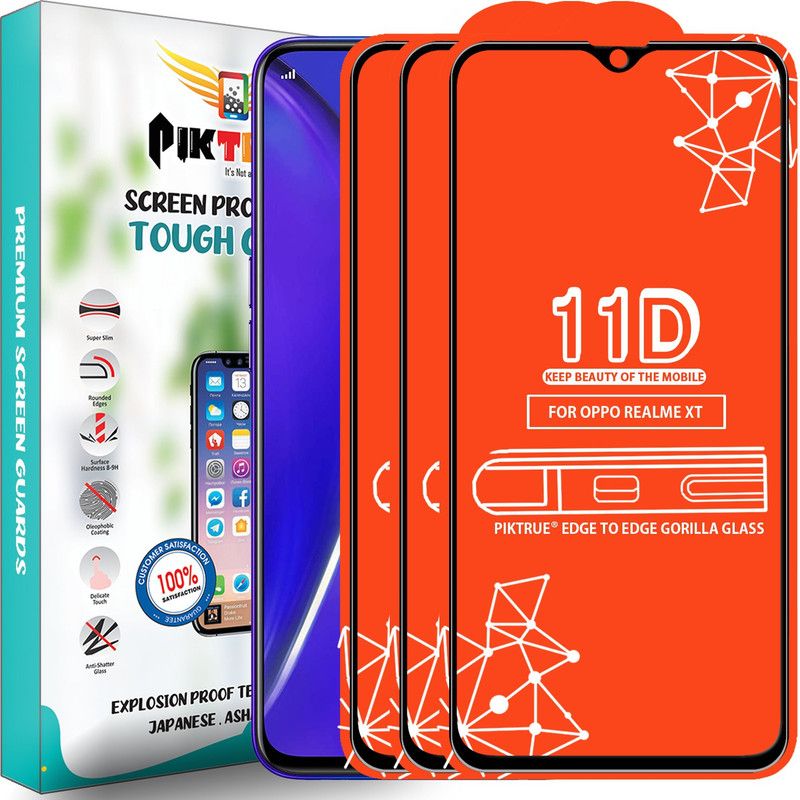 PikTrue Edge To Edge Tempered Glass for Realme XT  (Pack of 3)