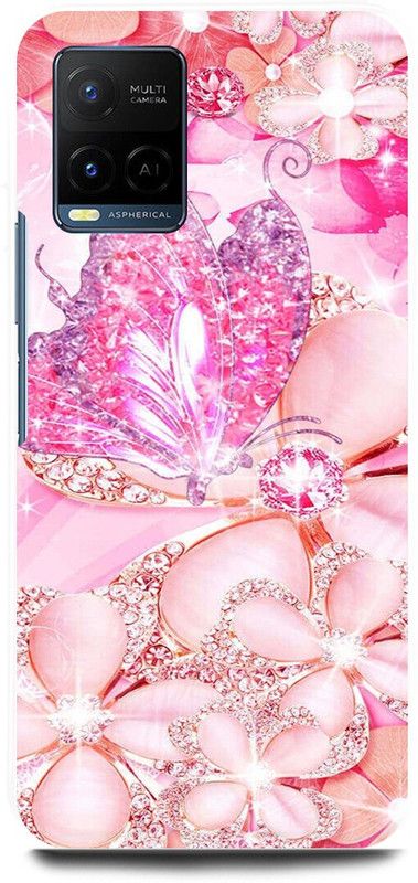 play fast Back Cover for Vivo Y21T, V2135 PINK, GOLDEN, DIAMOND, BUTTERFLY, LOVE  (Pink, Hard Case, Pack of: 1)