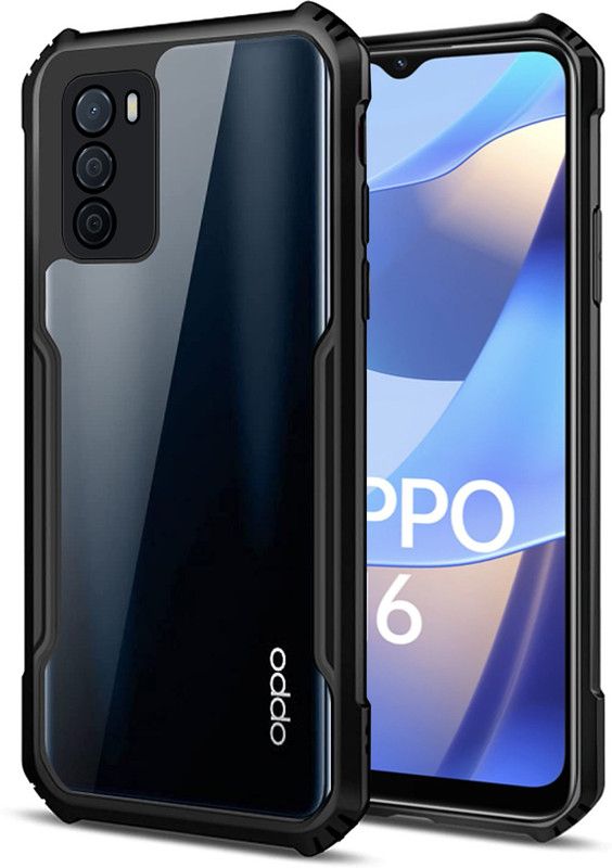 Meephone Back Cover for Oppo A16  (Black, Transparent, Grip Case, Pack of: 1)