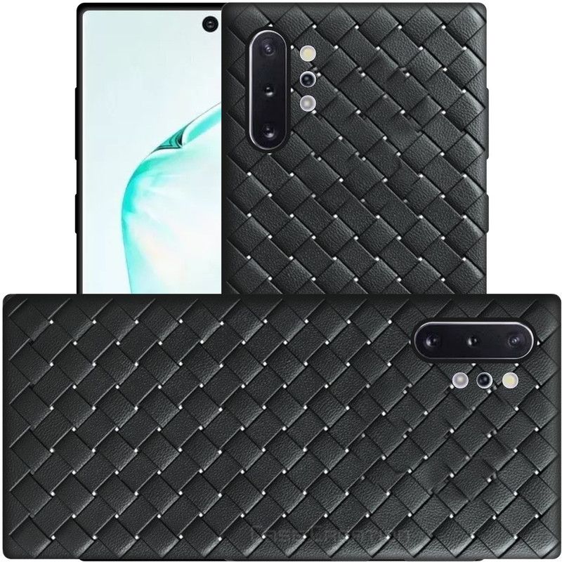 CASE CREATION Back Cover for Samsung Galaxy Note 10+ Weaving Imported High quality Matte Finish Silicone Slim Back Case Cover  (Black, 3D Case, Pack of: 1)