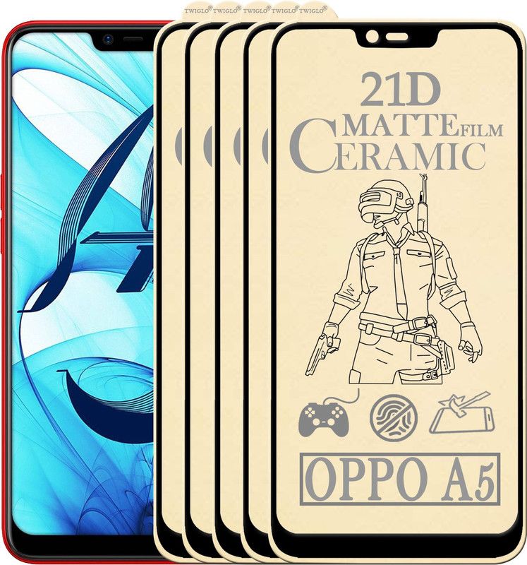 TWIGLO Edge To Edge Screen Guard for OPPO A5  (Pack of 5)