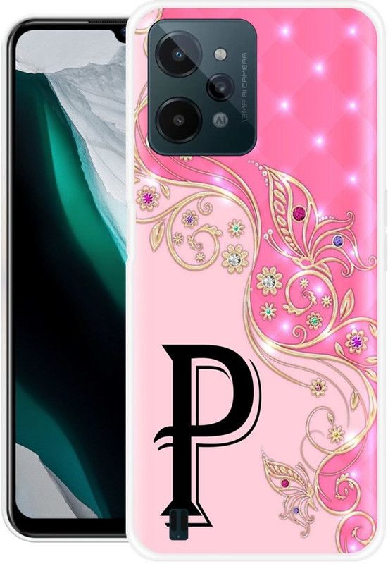 KUDI Back Cover for Realme C31  (Pink, Black, Silicon)