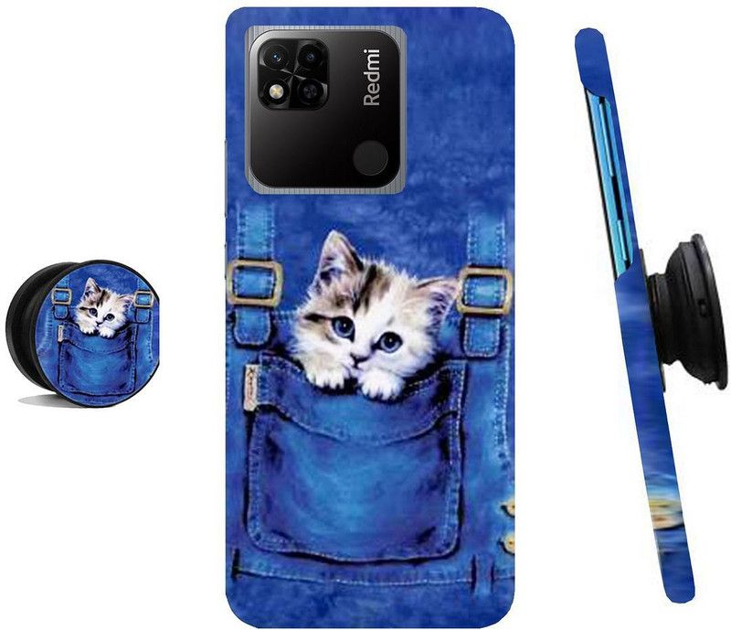 ZAPPY Back Cover for Redmi 10A  (Blue, White, Cases with Holder)