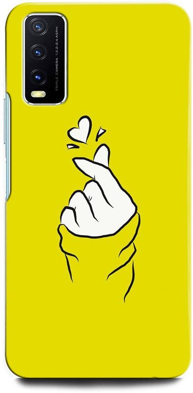 GRAFIQE Back Cover for Vivo Y20A V2101 LOVE, COUPLE FINGER, YELLOW  (Multicolor, Shock Proof, Pack of: 1)