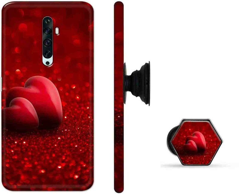 PRINTEDGE Back Cover for Oppo Reno2 F, OPPO Reno 2z  (Red, Cases with Holder, Pack of: 2)