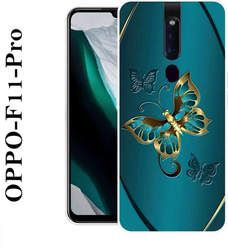 BAGRA Back Cover for Oppo F11 Pro  (Blue, Gold, Grip Case, Silicon)