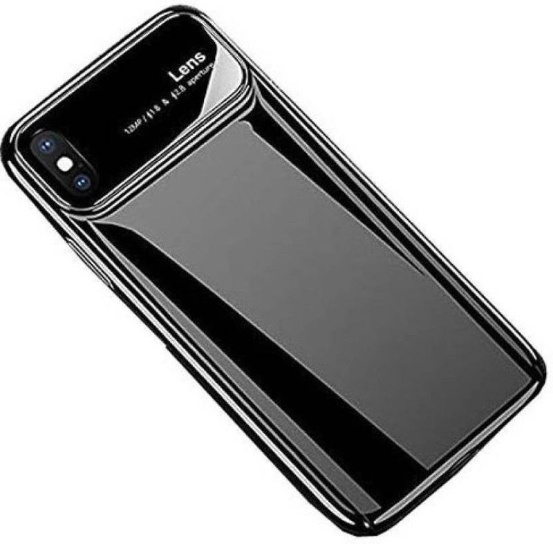 Vaku Luxos Back Cover for iPhone X / iPhone XS Dual Polarized Glossy Edition Full Logo Display Electroplated Shine Case  (Black, Shock Proof, Pack of: 1)