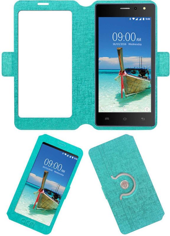 ACM Flip Cover for Lava A82  (Blue, Cases with Holder)