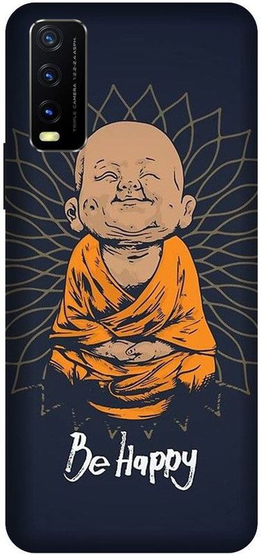Yoprint Back Cover for V2029/Vivo Y20/ gautam budhha, be happy text Printed  (Multicolor, Shock Proof, Pack of: 1)