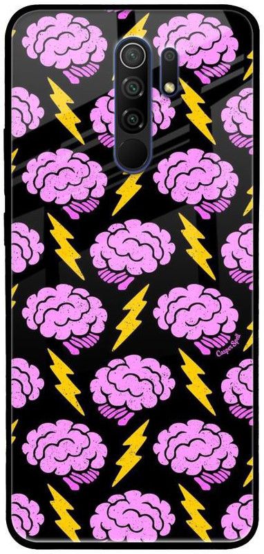 QRIOH Glass Back Cover for Mi Redmi 9 prime  (Multicolor, Grip Case, Silicon, Pack of: 1)