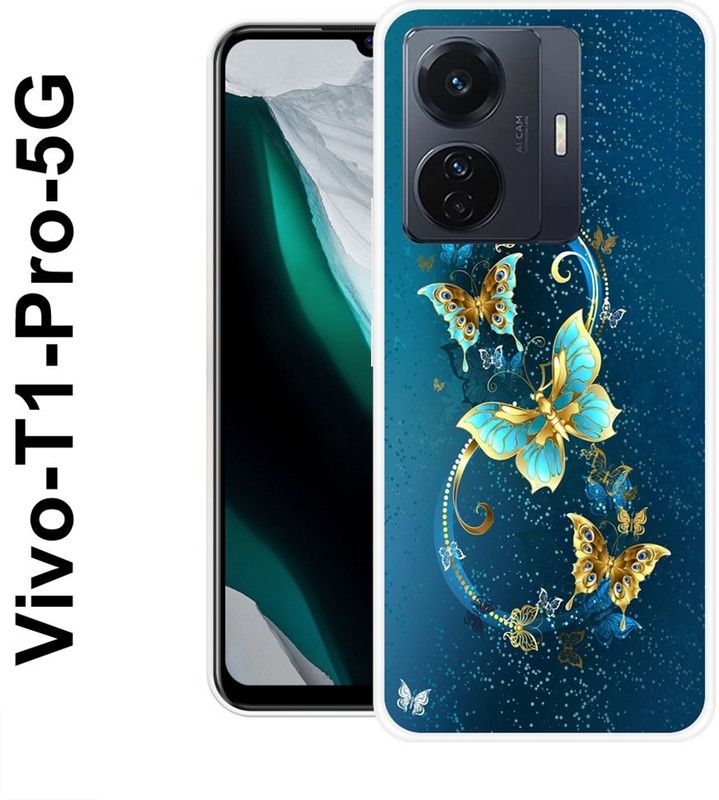 KUDI Back Cover for Vivo T1 Pro 5G  (Blue, Gold, Grip Case, Silicon)