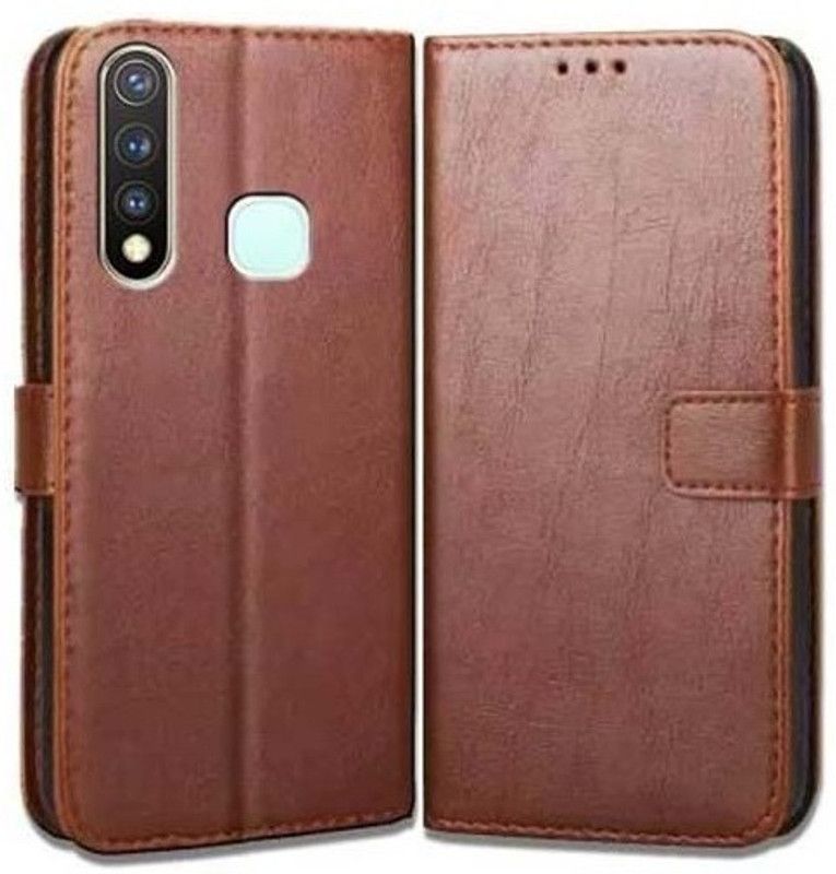 AUTOCASE Flip Cover for Vivo Y19, Vivo U20 with Card Pocket  (Brown, Dual Protection, Pack of: 1)