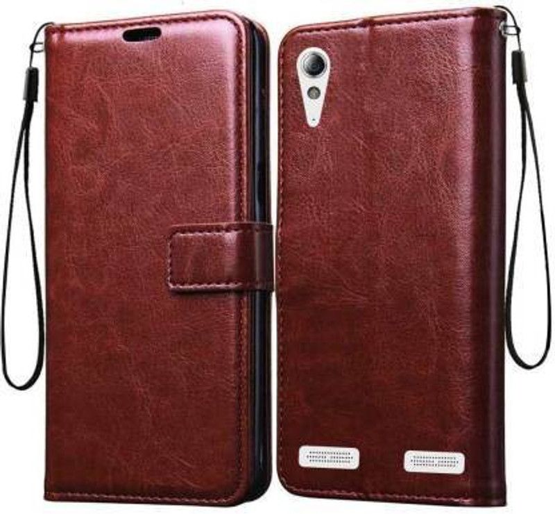 zenax Wallet Case Cover for Lenovo A6000  (Brown, Pack of: 1)