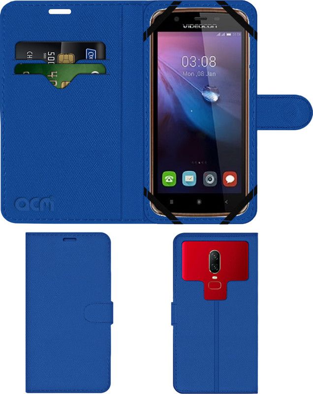 ACM Flip Cover for Videocon Graphite V45db  (Blue, Cases with Holder, Pack of: 1)