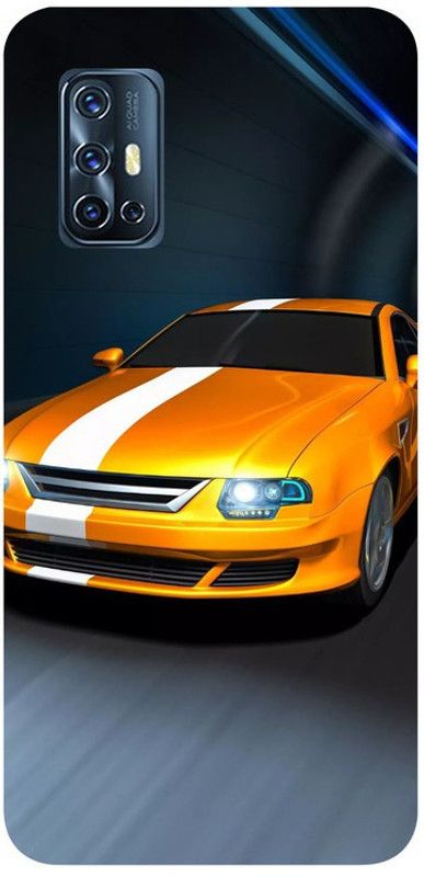 Skyhawk Back Cover for Golden Mask Hard Vivo V17 Yellow Car  (Multicolor, Waterproof, Pack of: 1)