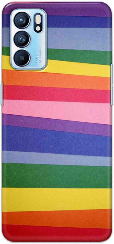 NDCOM Back Cover for Oppo Reno6 5G Rainbow Color Pattern Printed  (Multicolor, Hard Case, Pack of: 1)
