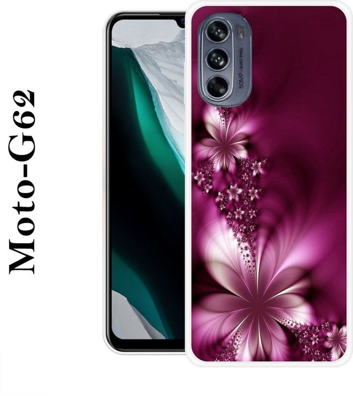 SHIVKUDI Back Cover for Motorola Moto G62  (Purple, White, Grip Case, Silicon)