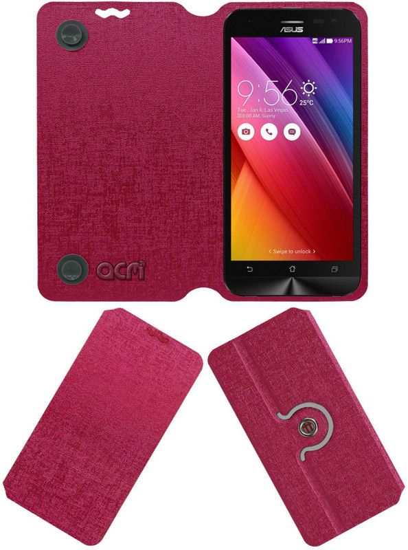ACM Flip Cover for Asus Zenfone 2 Laser ZE550KL  (Pink, Cases with Holder, Pack of: 1)