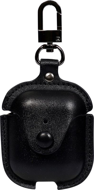 JS COLLECTION Leather Press and Release Headphone Pouch  (Black)
