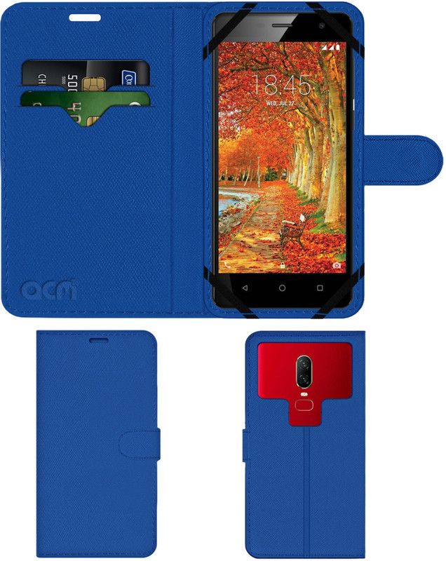 ACM Wallet Case Cover for Jivi Prime P300 Hd  (Blue, Cases with Holder, Pack of: 1)