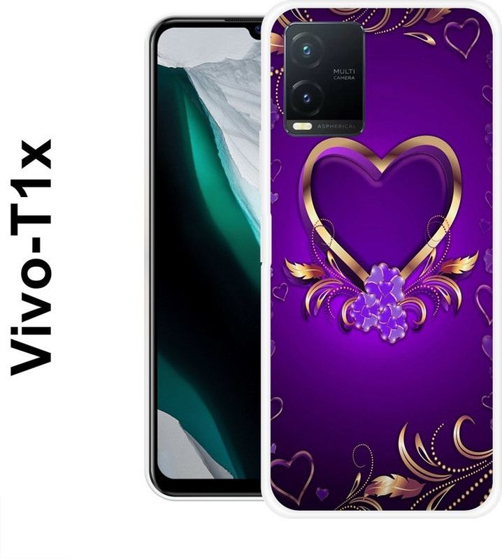 SIMAWAT Back Cover for Vivo T1x  (Purple, Gold, Grip Case, Silicon)