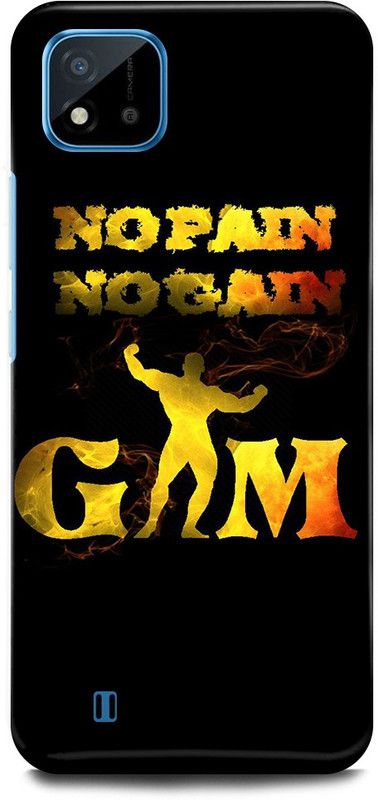 JUGGA Back Cover for Realme C20, RMX3063, NO, PAIN, NO, GAIN, GYM, WORKOUT  (Yellow, Hard Case, Pack of: 1)