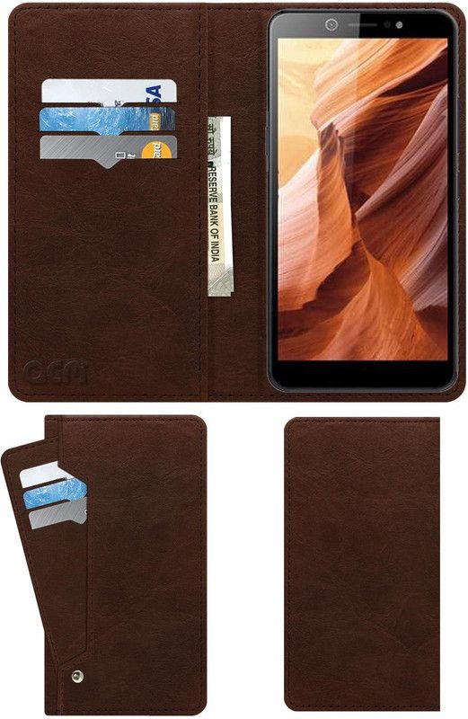 ACM Flip Cover for Itel A44 Pro  (Brown, Cases with Holder, Pack of: 1)