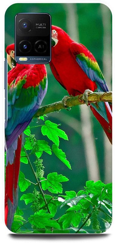 play fast Back Cover for Vivo Y21, V2111 PARROT, PEIGON, LOVE, BIRDS  (Green, Hard Case, Pack of: 1)
