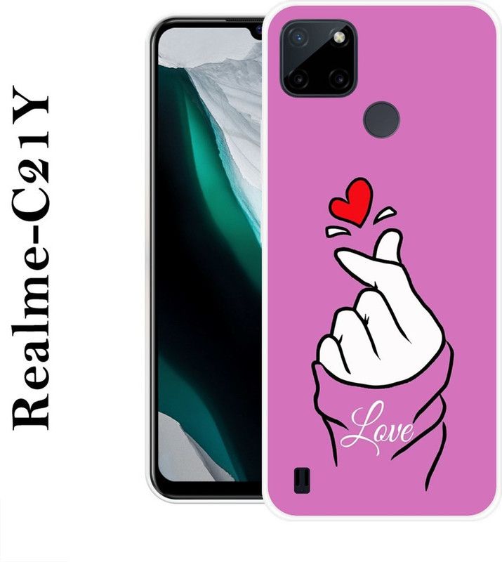 REALKING Back Cover for Realme C21Y  (Purple, White, Grip Case, Silicon)