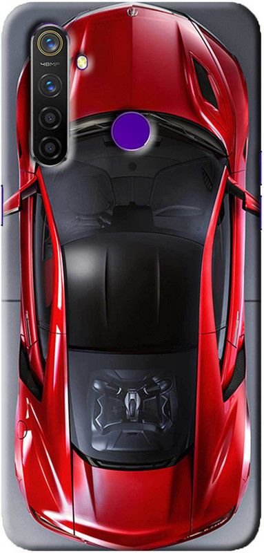NDCOM Back Cover for OPPO Realme 5i Red Car Printed  (Multicolor, Hard Case, Pack of: 1)