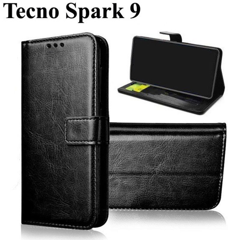 Manobal Flip Cover for Tecno Spark 9  (Black, Camera Bump Protector, Pack of: 1)
