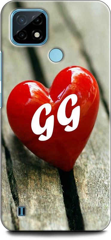 INDICRAFT Back Cover for Realme C21Y, RMX3261 G G, G LOVES G, NAME, LETTER, ALPHABET, GG LOVE, HART, BLUE  (Multicolor, Dual Protection, Pack of: 1)