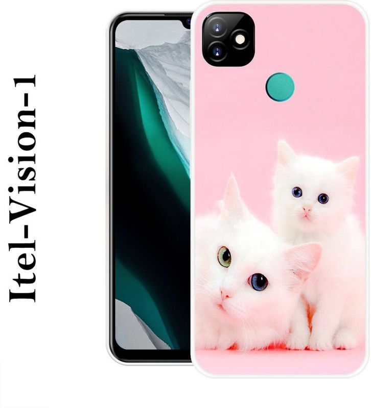 VITARO Back Cover for Itel Vision 1  (Pink, White, Grip Case, Silicon)