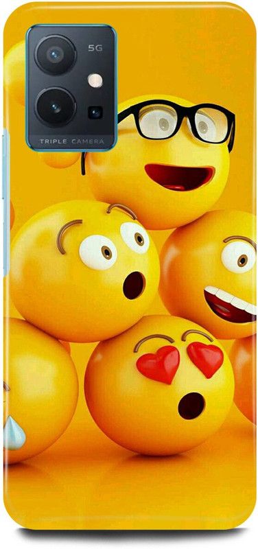 play fast Back Cover for Vivo T1 5G, V2141 YELLOW, EMOJI, CARTOON  (Yellow, Hard Case)