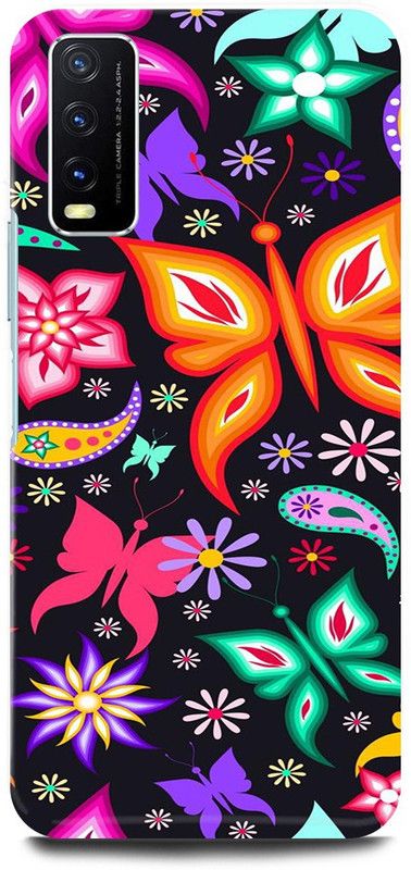 play fast Back Cover for Vivo Y20i, V2027 BUTTERFLY, COLORFUL, BUTTERFLY  (Multicolor, Hard Case, Pack of: 1)
