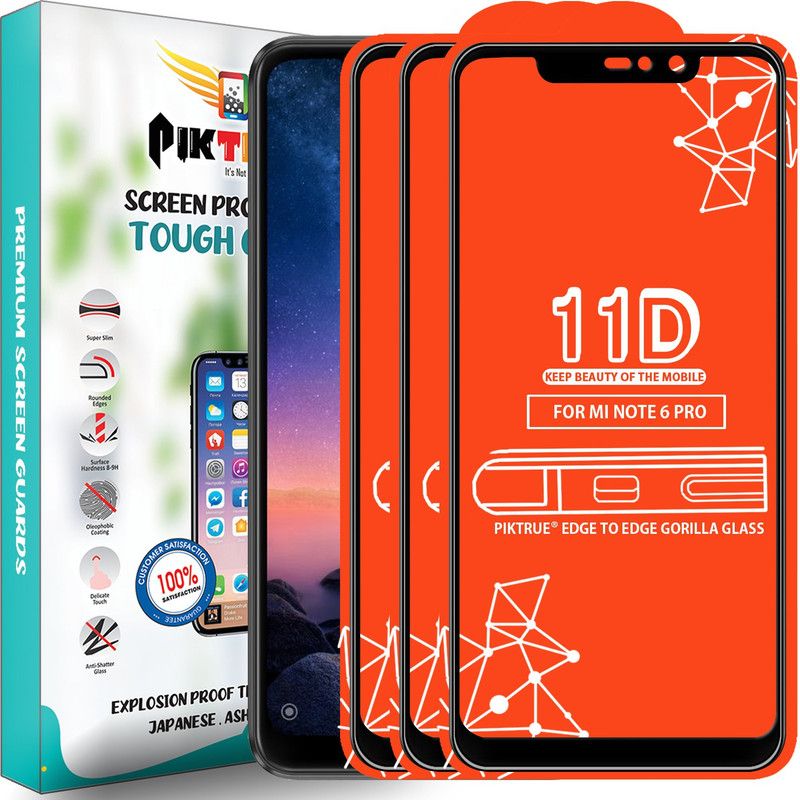 PikTrue Edge To Edge Tempered Glass for Mi Redmi Note 6 Pro  (Pack of 3)