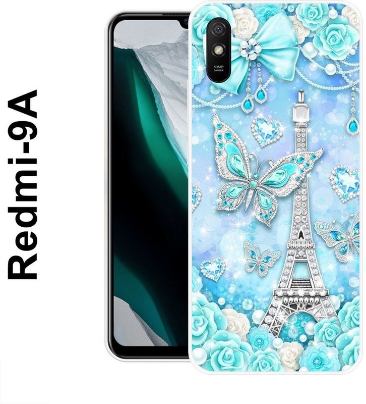 SUPERCASE Back Cover for Redmi 9A  (Blue, Silver, Grip Case, Silicon)