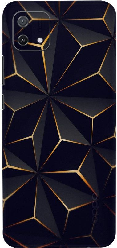 BUGGU Black Abstract Shapes Mobile Back Skin Guard, Black Abstract Shapes, Oppo A16K Mobile Skin  (Black Abstract Shapes Skin With High Matte Finish.)