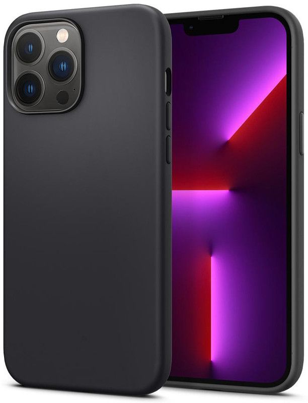 MDB Back Cover for Apple Iphone 13 Pro Max Liquid Silicone Soft Case With Inner Microfiber Lining  (Black, Shock Proof, Silicon, Pack of: 1)