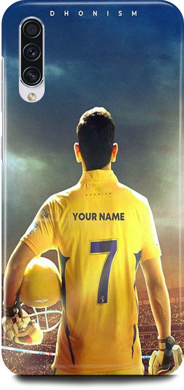 JUGGA Back Cover for SAMSUNG Galaxy A70, MAHENDRA, SINGH, DHONI, MS, DHONI, CSK, PLAYER  (Yellow, Hard Case, Pack of: 1)