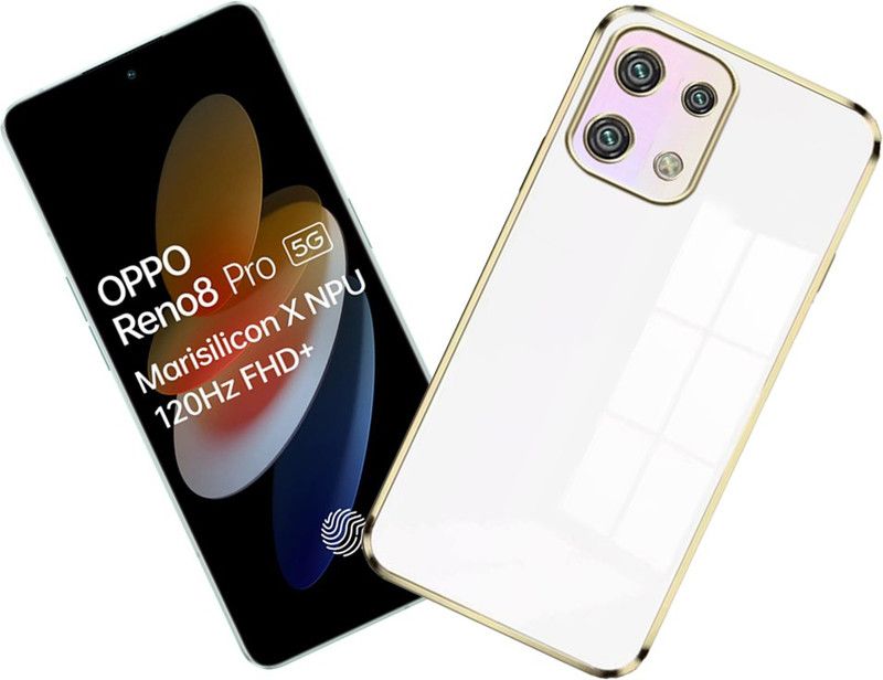 KBAGS Back Cover for RENO 8 5G FULLY RUBBER AND GOLDEN OUTER WITH CAMERA PROTECTOR  (White, Waterproof, Pack of: 1)