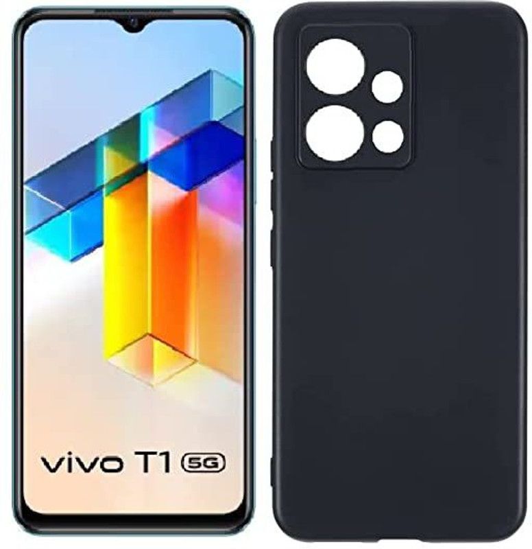 RUNICHA Back Cover for Vivo T1, Vivo Y75 5G  (Black, Grip Case, Pack of: 1)