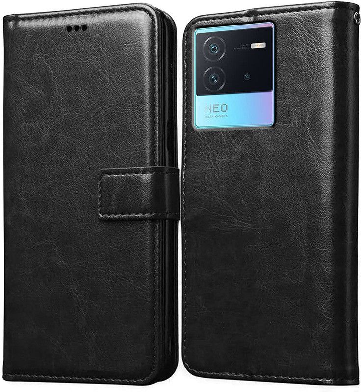 Casotec Flip Cover for iQOO Neo 6 5G  (Black, Pack of: 1)