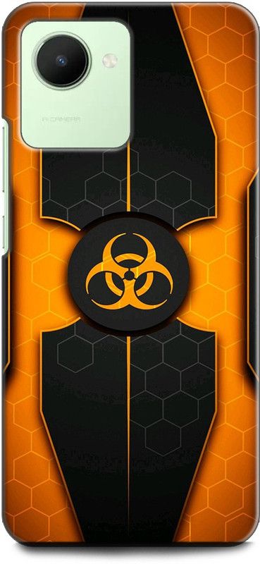 INDICRAFT Back Cover for Realme C30, RMX3581 BIOHAZARD, RADIATION, SYMBOL, ORANGE, SPOTS  (Multicolor, Shock Proof, Pack of: 1)