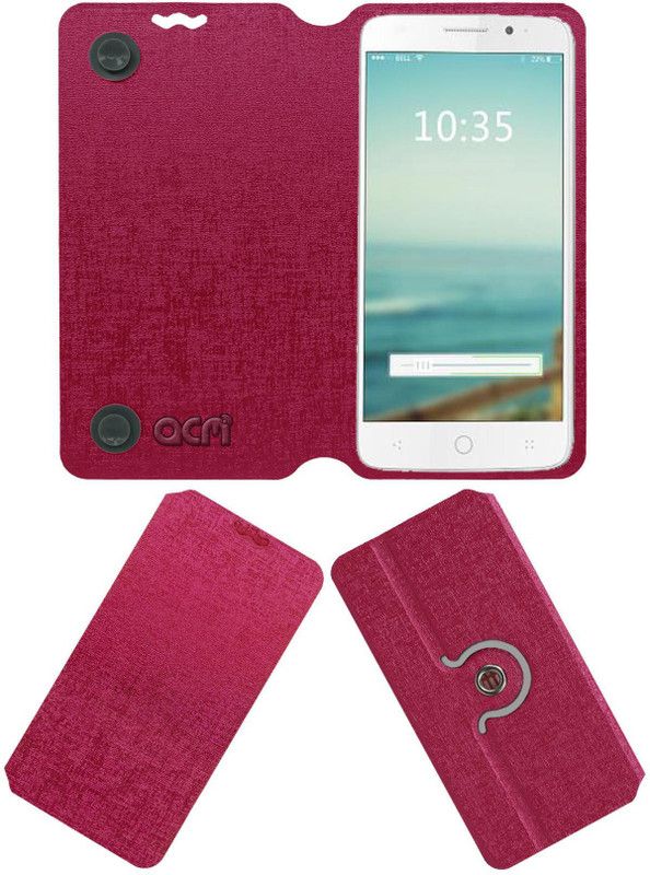 ACM Flip Cover for Lemon Ocean 4g  (Pink, Cases with Holder, Pack of: 1)