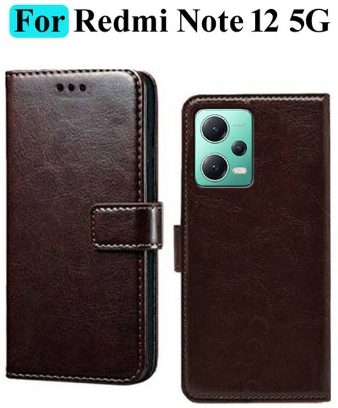 Mashgul Flip Cover for Redmi Note 12 5G, POCO X5 5G  (Brown, Shock Proof, Pack of: 1)